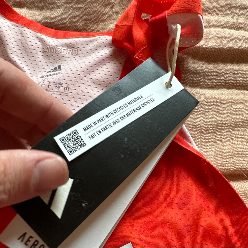 Adidas New Rare Rhonex Geometric Red Aeroready Racing Singlet Running Tank Top - Picture 9 of 13